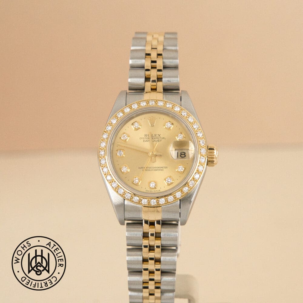 Pre-Owned Rolex Lady Datejust Custom diamond bezel champagne diamond dial Reference:69173