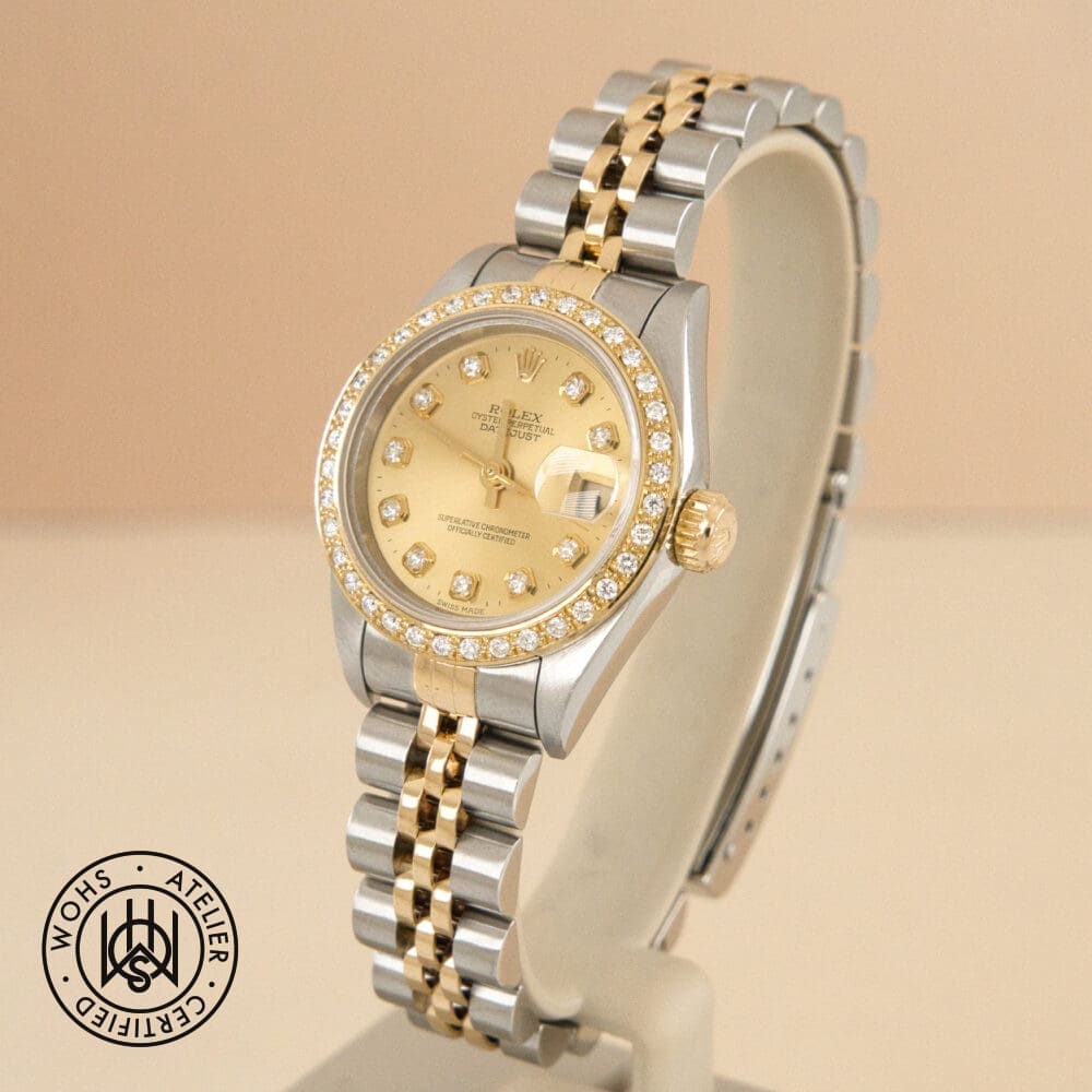 Pre-Owned Rolex Lady Datejust Custom diamond bezel champagne diamond dial Reference:69173 Pre-Owned Rolex Lady Datejust Custom diamond bezel champagne diamond dial Reference:69178