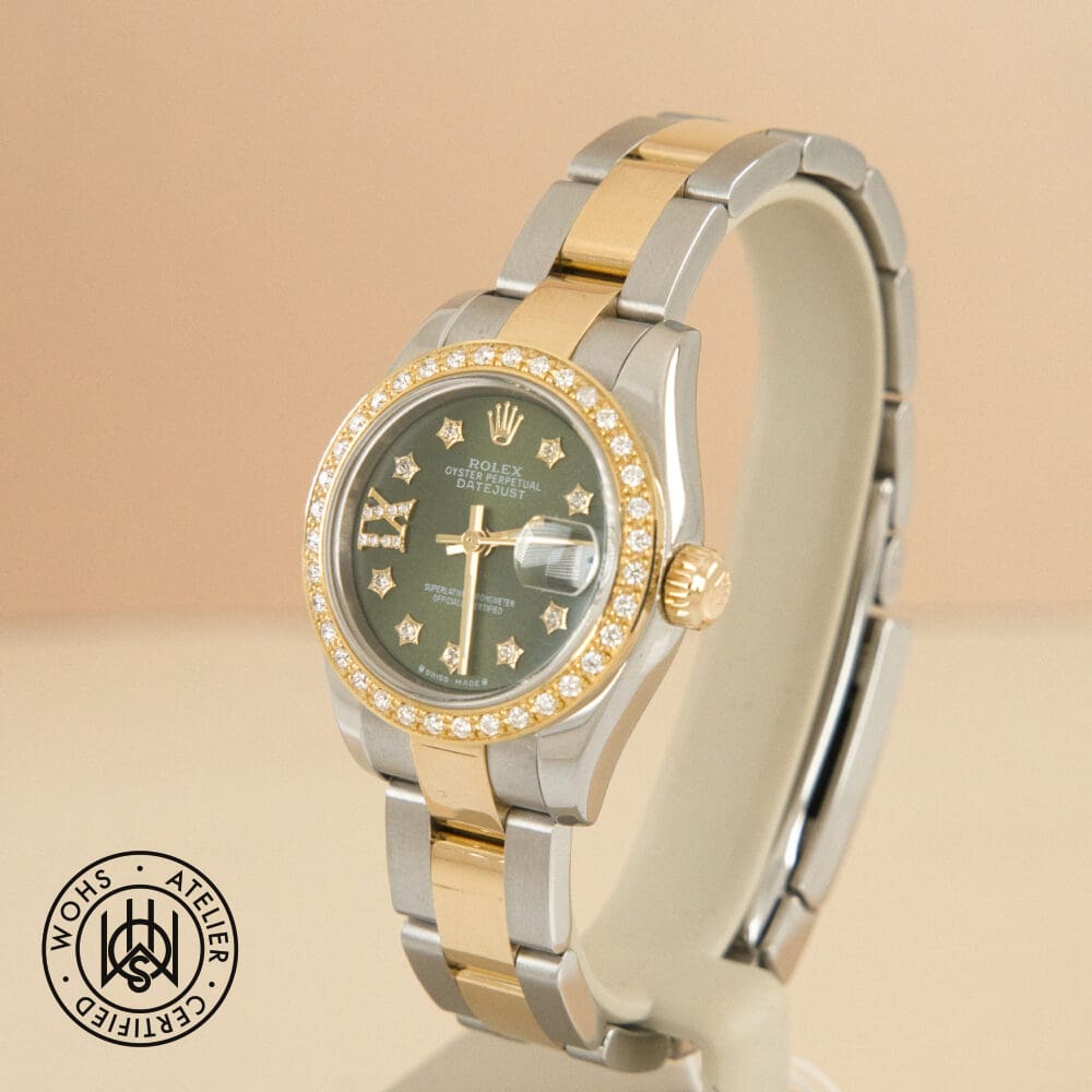 Preowned Rolex Lady Datejust 26mm reference 179173 Green Dial (2)
