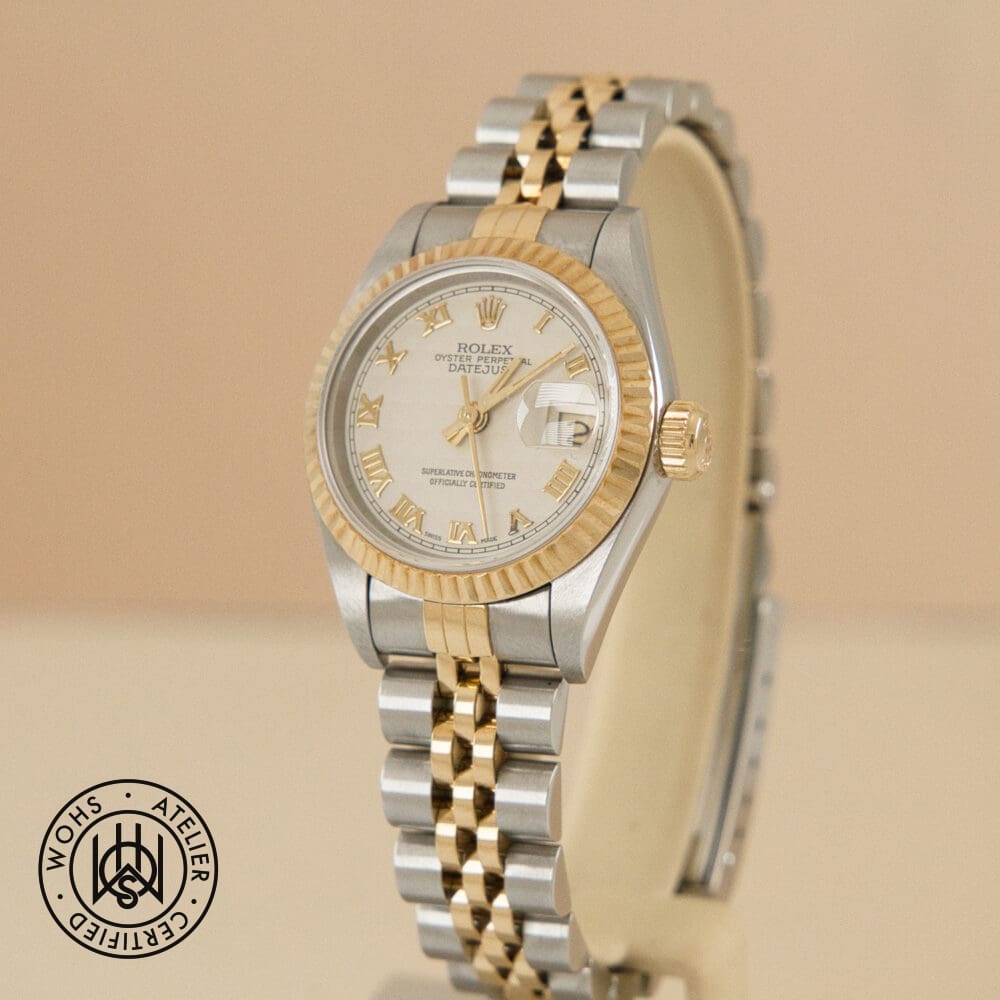 used ladies rolex datejust 69173 ivory pyramid dial (2)