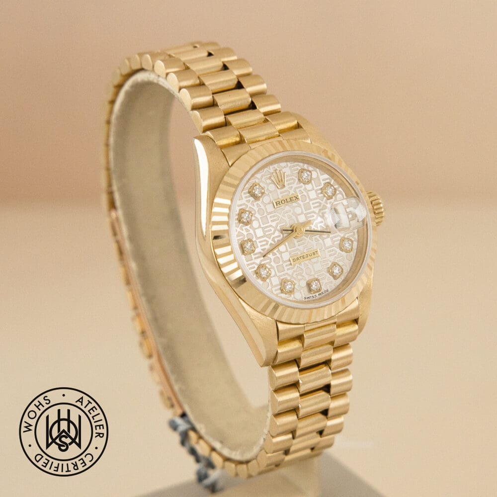 second hand rolex lady datejust 26mm factory annivesary silver dial (3)
