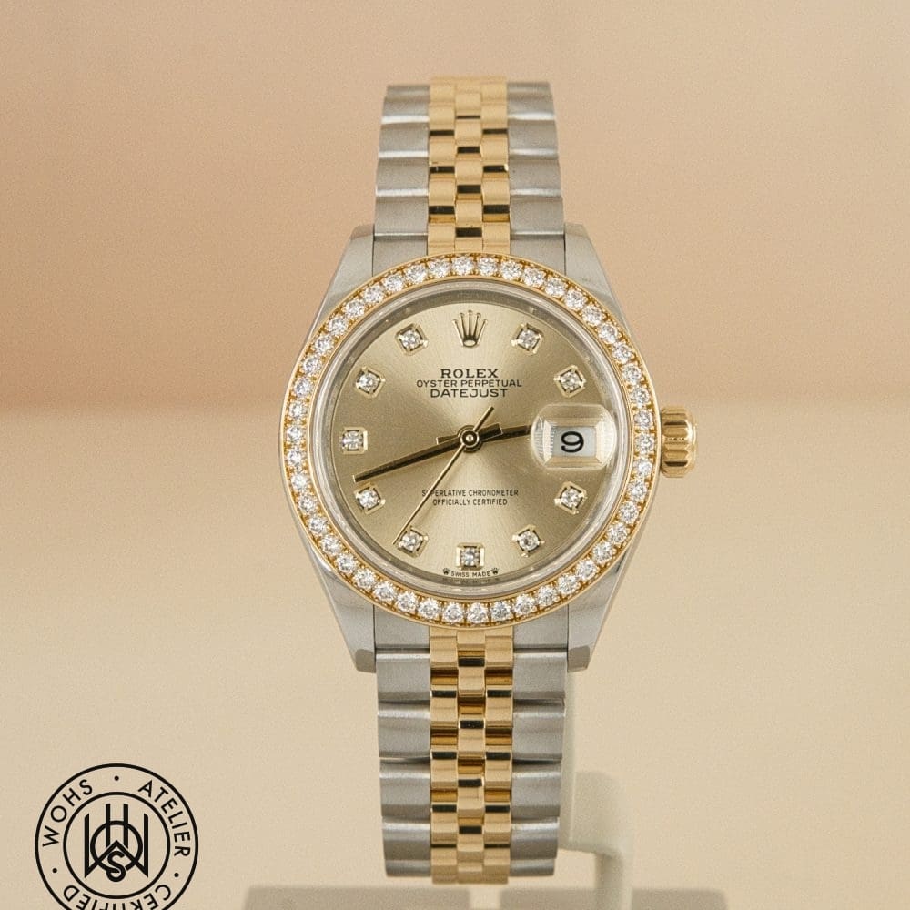 Pre-owned Rolex Lady-Datejust 279383RBR, champagne dial, steel and yellow gold, 28mm, 2020