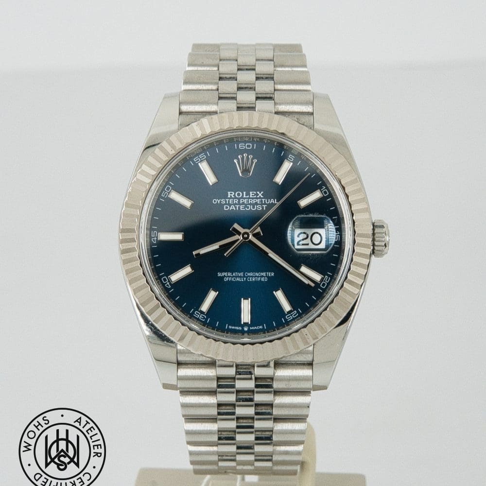 Rolex Oyster Perpetual Datejust stainless steel wristwatch with blue dial and date window at 3 o'clock DSC03101