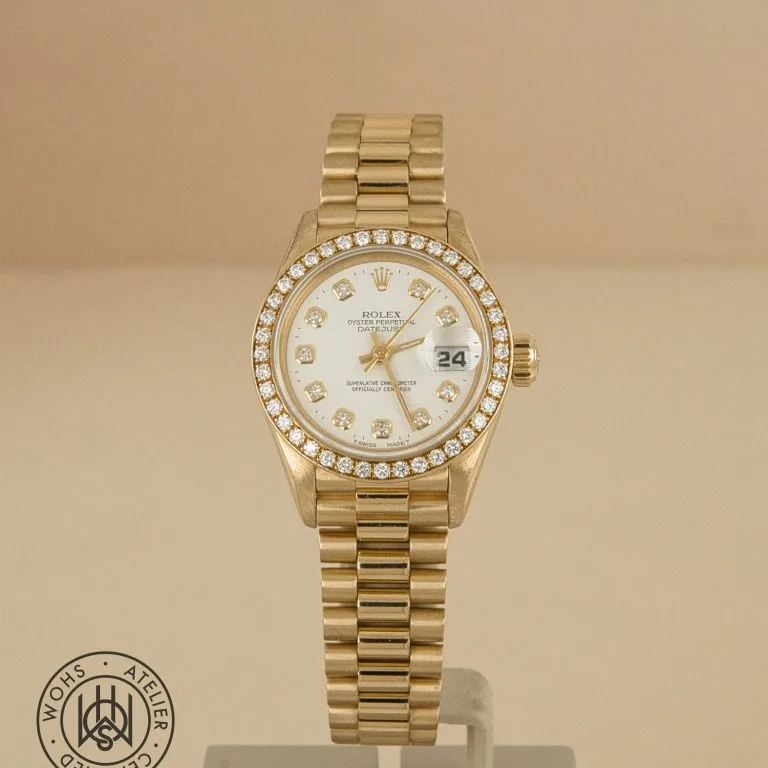 Rolex Lady Datejust in 18ct gold with diamond bezel